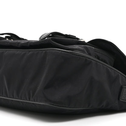 Gucci Nylon Monogram Double Buckle Flap Messenger Bag Black 10 of 10