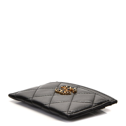 Chanel Shiny Goatskin Quilted Chanel 19 Card Holder Black 5 of 10