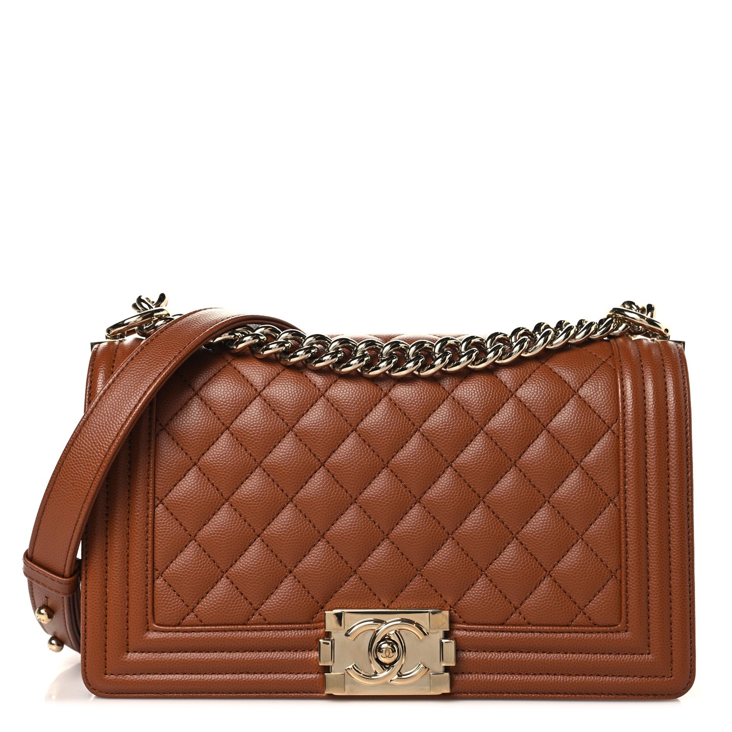 Caviar Quilted Medium Boy Flap Brown