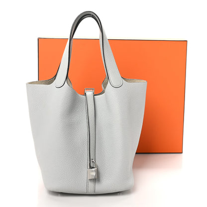 Hermes Taurillon Clemence Picotin Lock 22 MM Bleu Pale 13 of 13