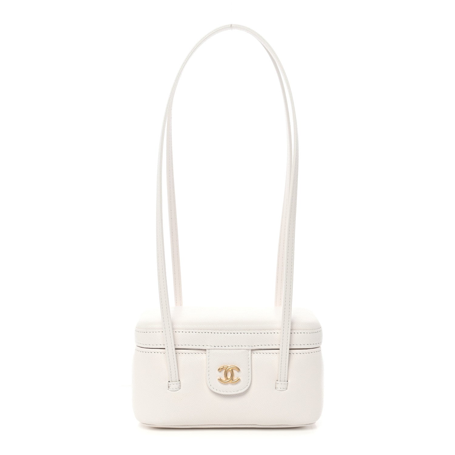 Chanel Shiny Caviar Preppy Coco Long Vanity With Strap White 1 of 11