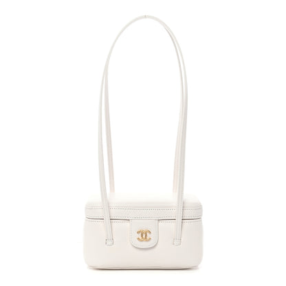 Chanel Shiny Caviar Preppy Coco Long Vanity With Strap White 1 of 11