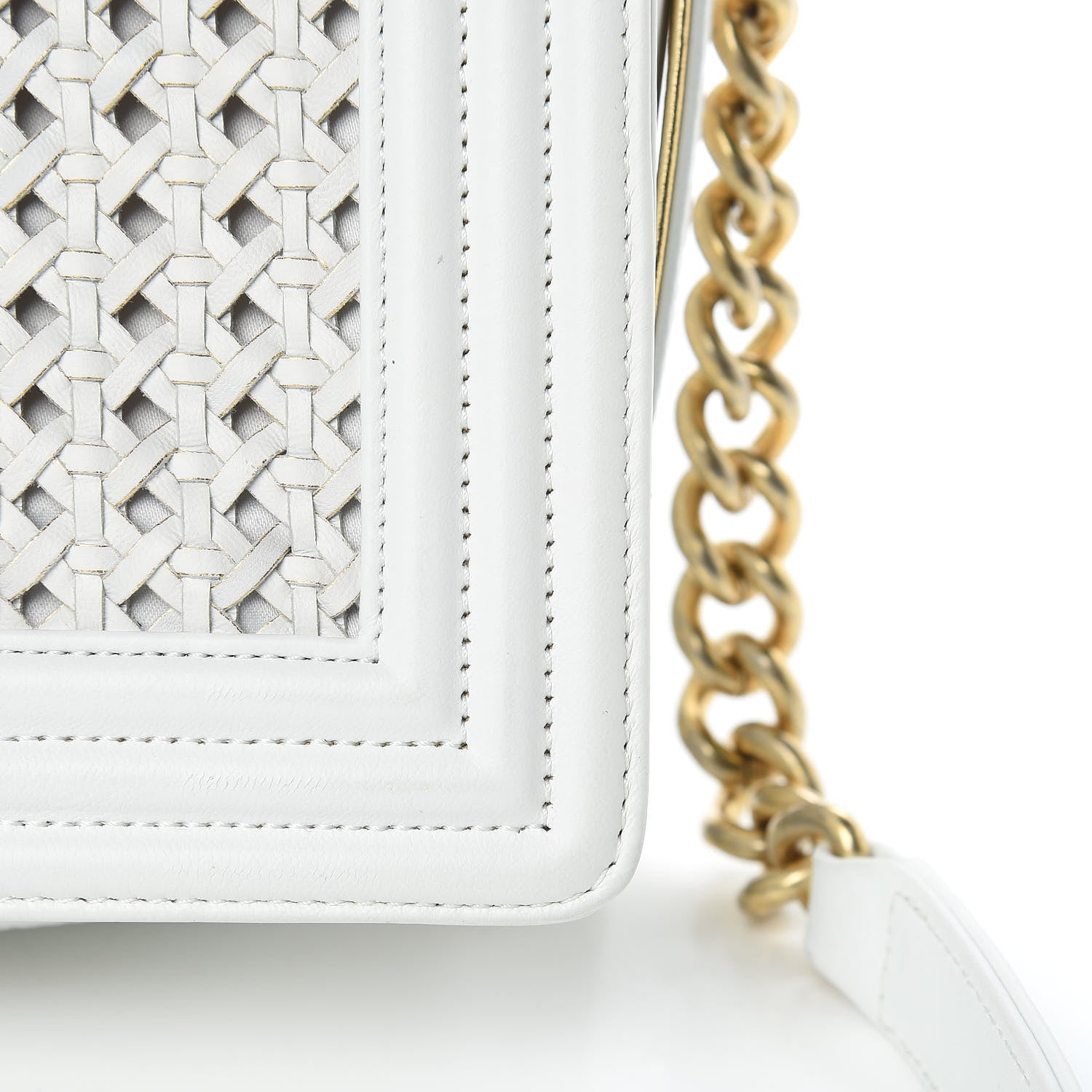 Chanel Sheepskin Braided New Medium Boy Reverso Flap White 11 of 13