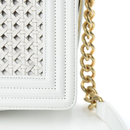 Chanel Sheepskin Braided New Medium Boy Reverso Flap White 11 of 13