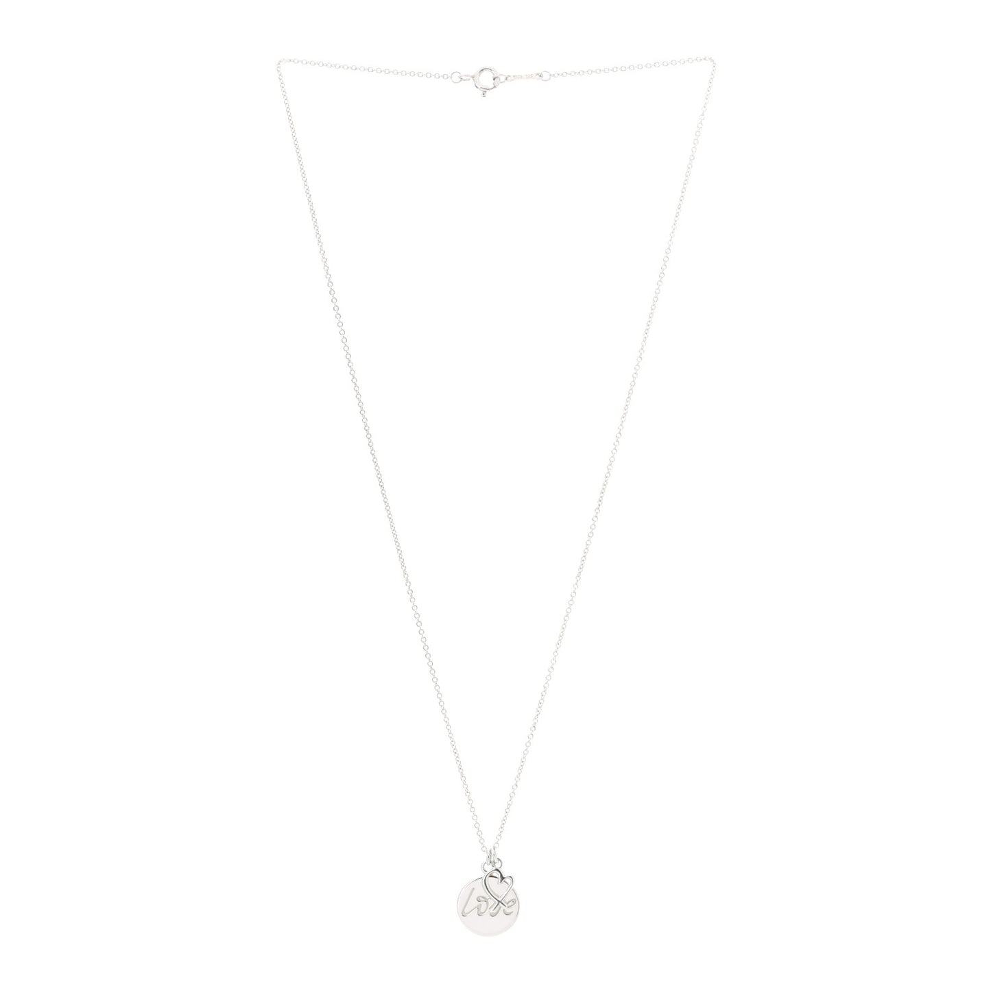 Sterling Silver Graffiti Love Disc Pendant Necklace