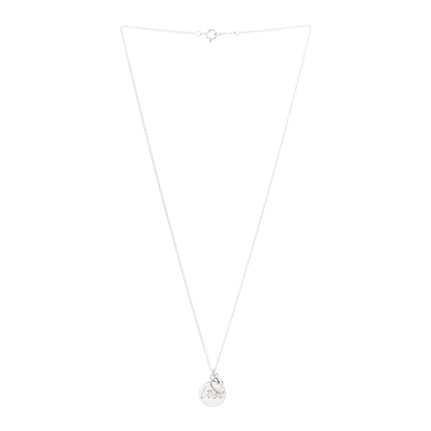 Tiffany Sterling Silver Graffiti Love Disc Pendant Necklace 3 of 5