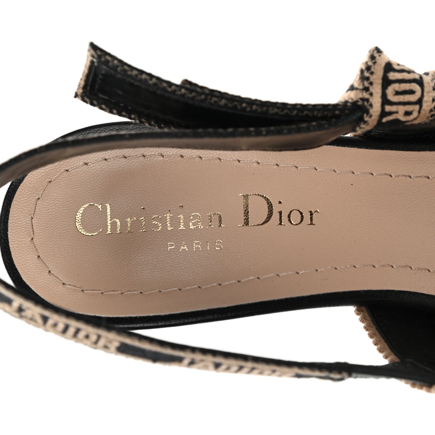 Christian Dior Cotton Ribbon Check'N'Dior J'Adior Slingback 65mm Pumps 37.5 Black Beige 7 of 8