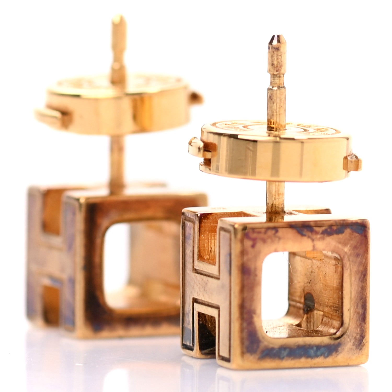 Hermes Gold Plated Cage d'H Earrings Ecru 4 of 4