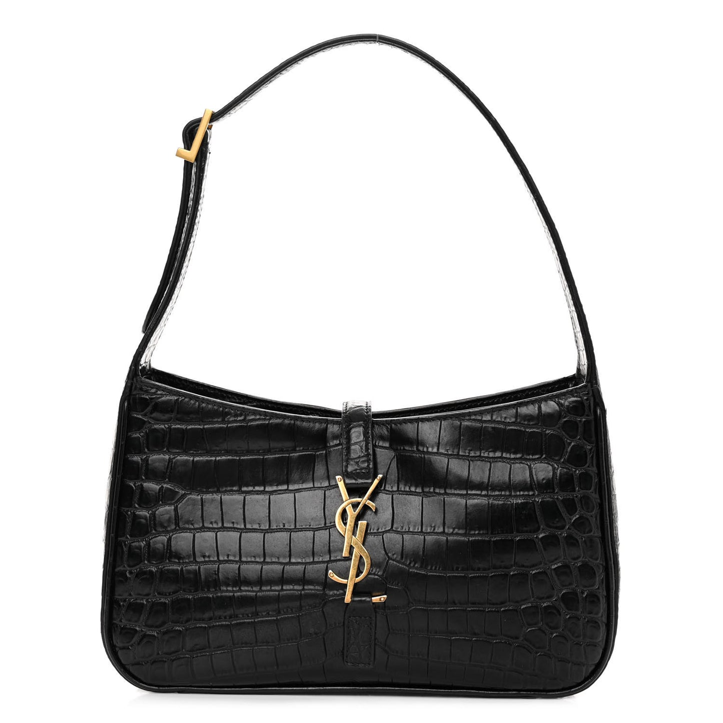 Calfskin Crocodile Embossed LE 5 A 7 Hobo Black