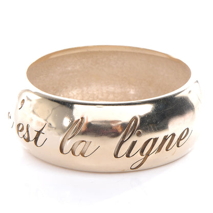 Chanel Wide Metal L'Elegance French Quote Bangle Gold 1 of 5