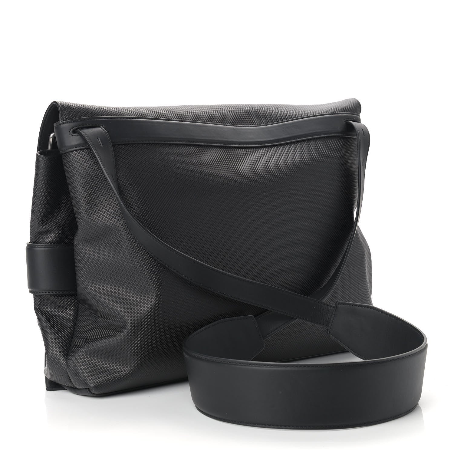 Bottega Veneta Textured Calfskin Messenger Crossbody Bag Black 3 of 9