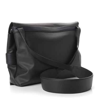 Bottega Veneta Textured Calfskin Messenger Crossbody Bag Black 3 of 9