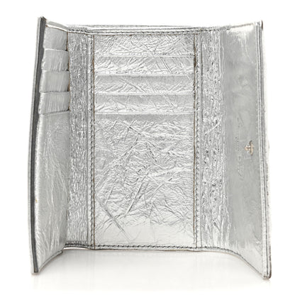 Christian Dior Ceramic Effect Deerskin Cannage Diorama Elancee Wallet Silver 5 of 13