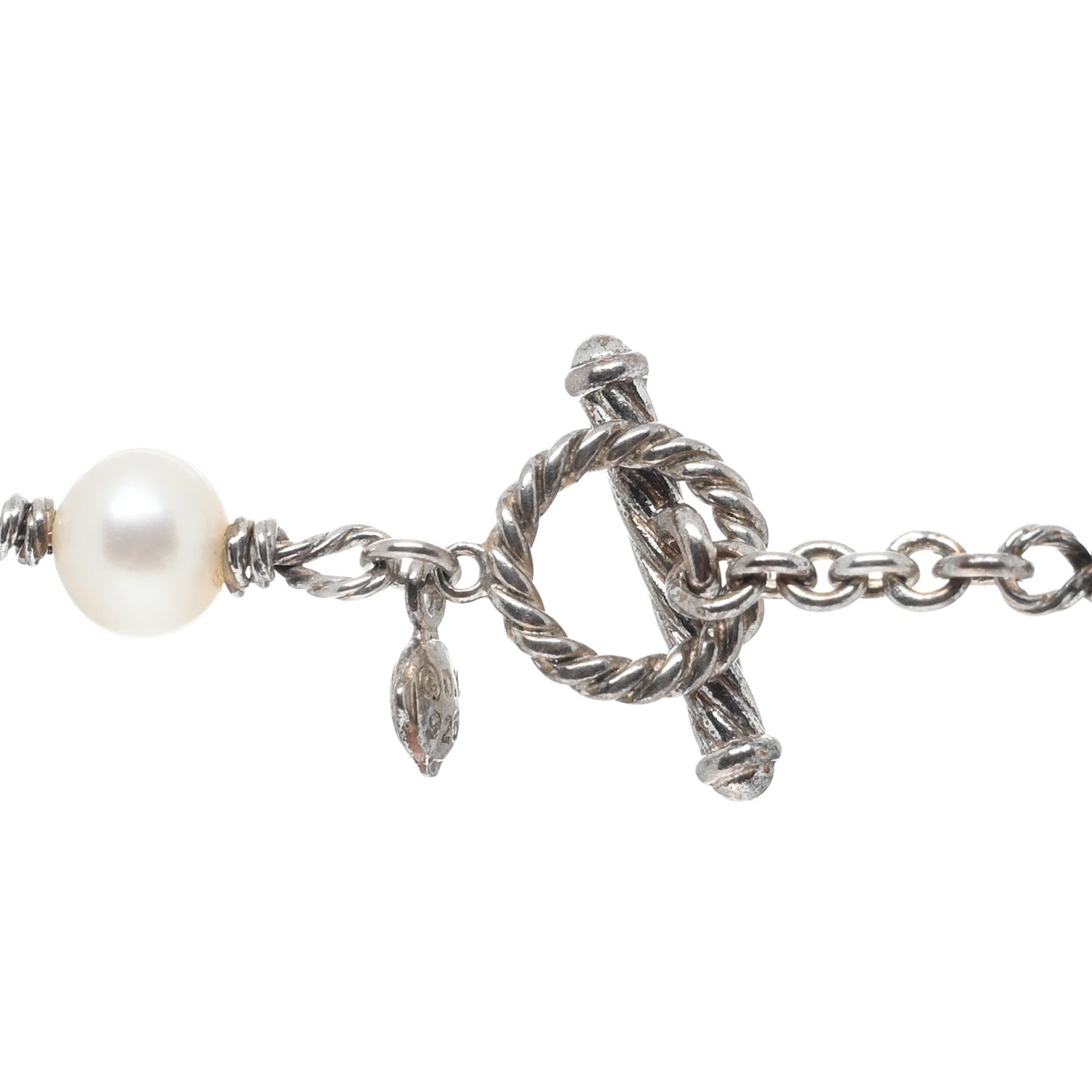 Sterling Silver Pearl 9mm Quatrefoil Long Chain Necklace