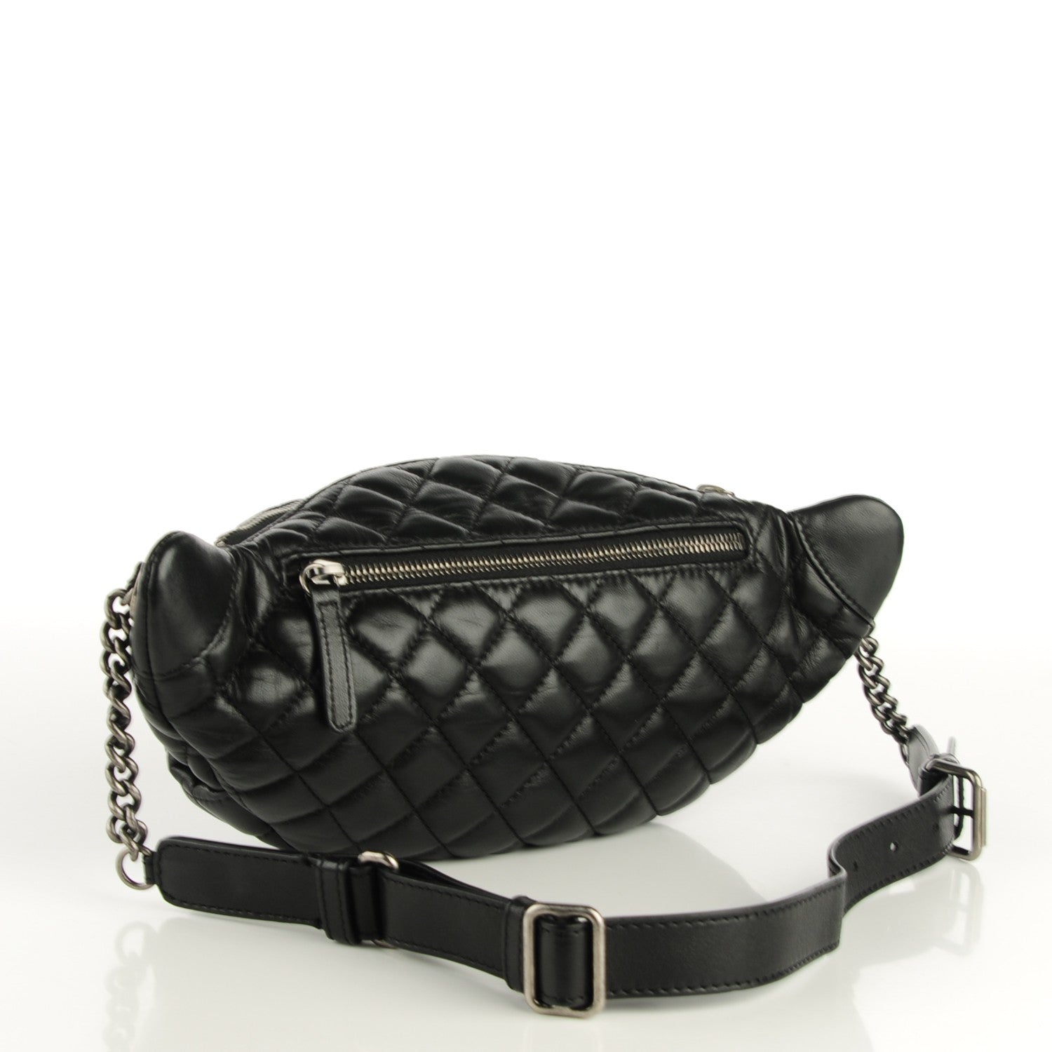 Chanel Lambskin Quilted Banane Waist Bag Fanny Pack Black 3 of 8