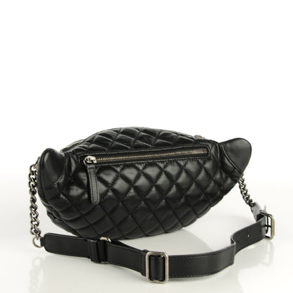 Chanel Lambskin Quilted Banane Waist Bag Fanny Pack Black 3 of 8