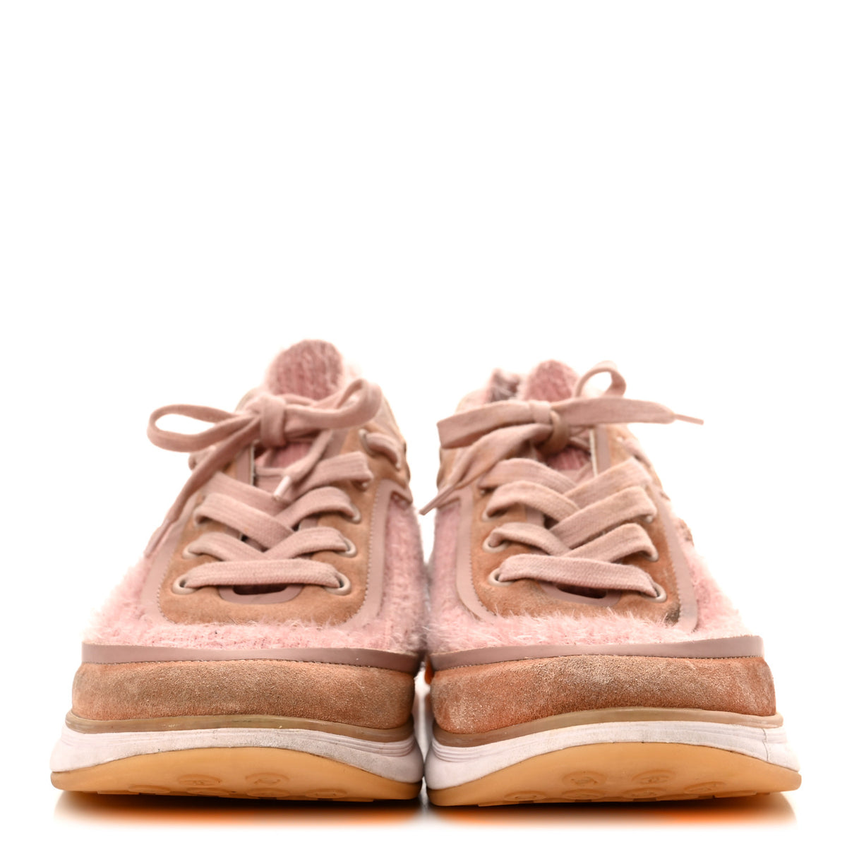 Chanel Suede Calfskin Stretch Fabric CC Sneakers 38 Pink 3 of 11