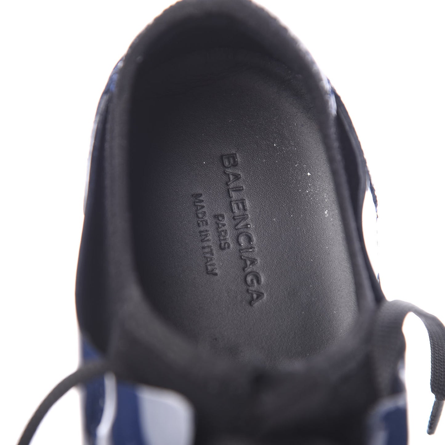 Patent Calfskin Neoprene Mesh Suede Mens Race Runner Sneakers 41 Black Navy