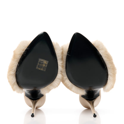 Saint Laurent Faux Fur La 16 Mule Sandals 36.5 Light Beige 5 of 9