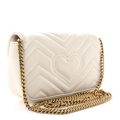 Gucci Calfskin Matelasse Super Mini GG Marmont Shoulder Bag White 3 of 11