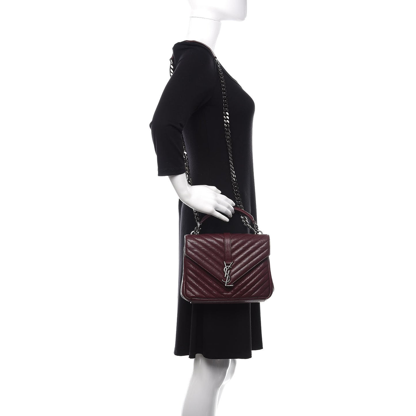 Sheepskin Matelasse Chevron Monogram Medium College Bag Amaranto