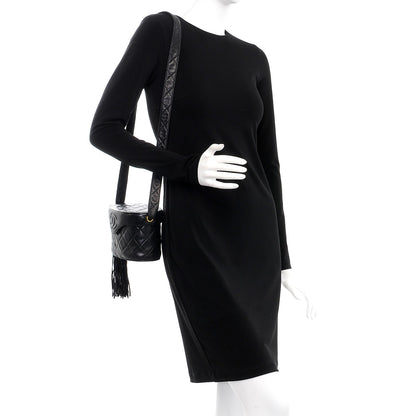 Chanel Lambskin Quilted Tassel Shoulder Bag Black 2 of 7