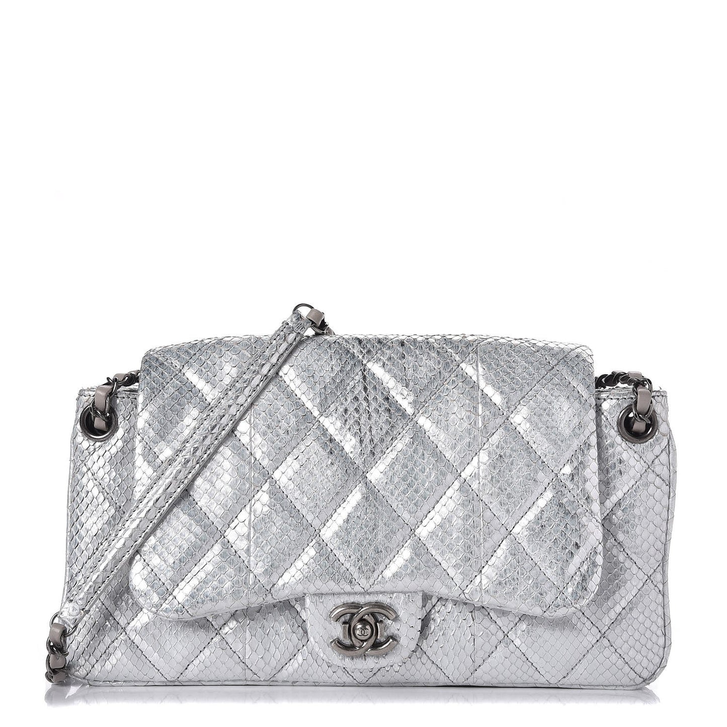 Metallic Python 3 Accordion Flap Silver