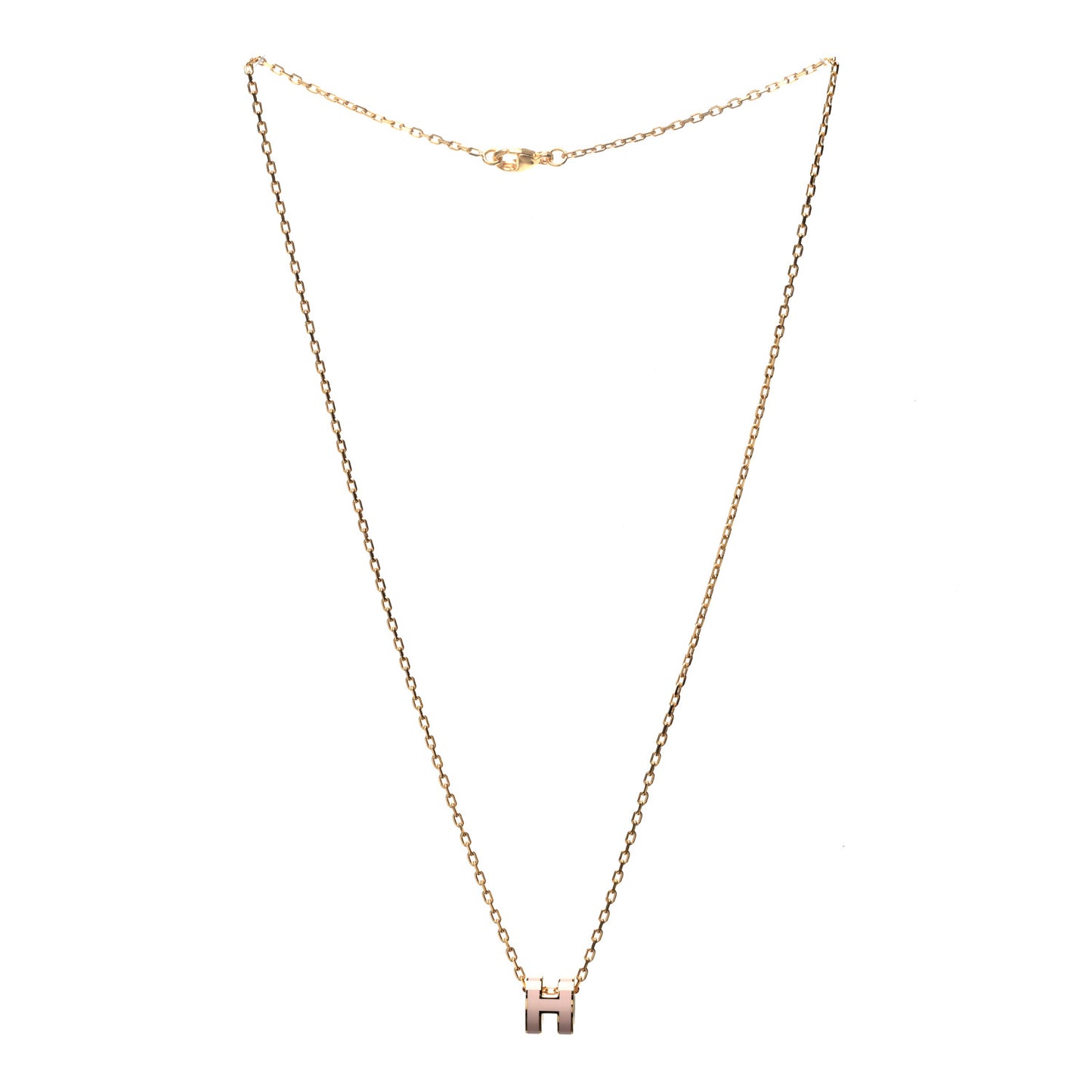 Lacquered Rose Gold Mini Pop H Pendant Necklace Rose Dragee