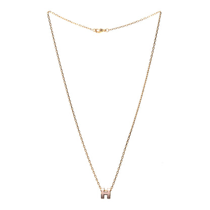 Hermes Lacquered Rose Gold Mini Pop H Pendant Necklace Rose Dragee 3 of 7