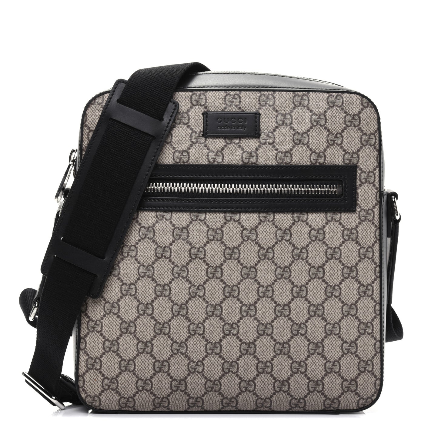 GG Supreme Monogram Flat Messenger Bag Black