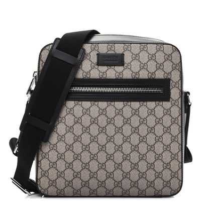 Gucci GG Supreme Monogram Flat Messenger Bag Black 1 of 15