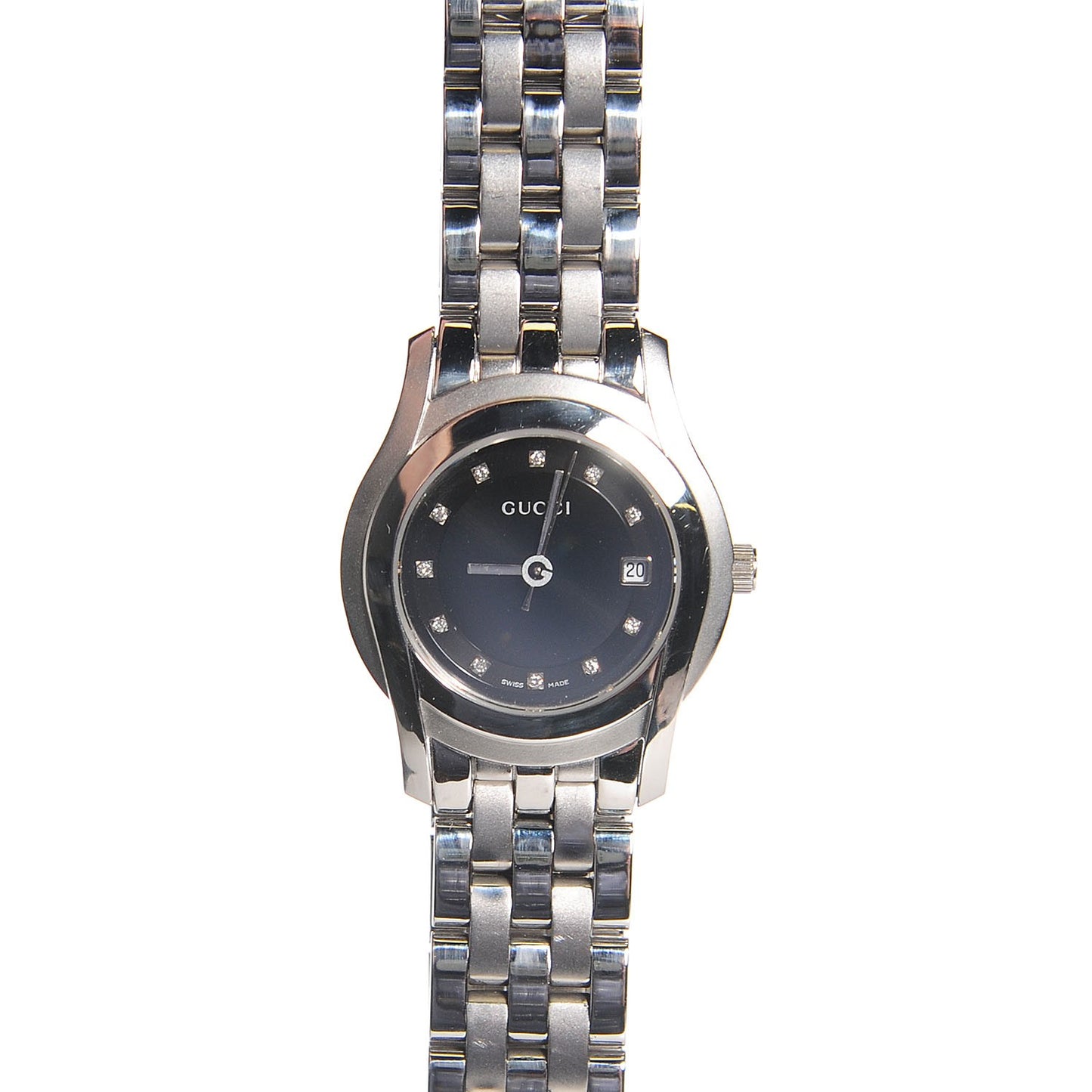 Stainless Steel Diamond 27mm 5500L Quartz Watch Black