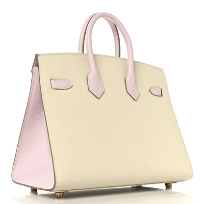 Hermes Epsom Horseshoe Birkin Sellier 25 Craie Mauve Pale 3 of 13