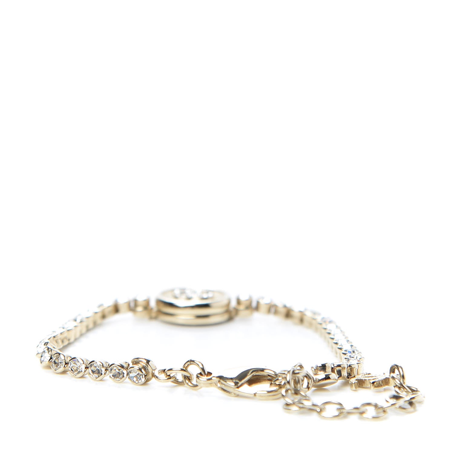 Chanel Crystal CC Chain Bracelet Gold 3 of 4