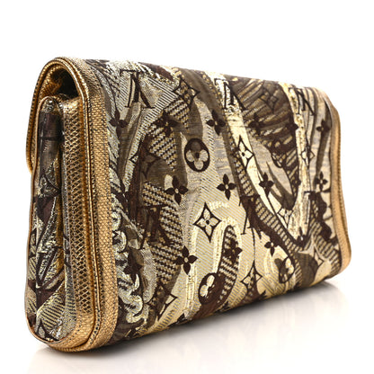 Louis Vuitton Monogram Brocade Thalie Clutch Gold 3 of 6