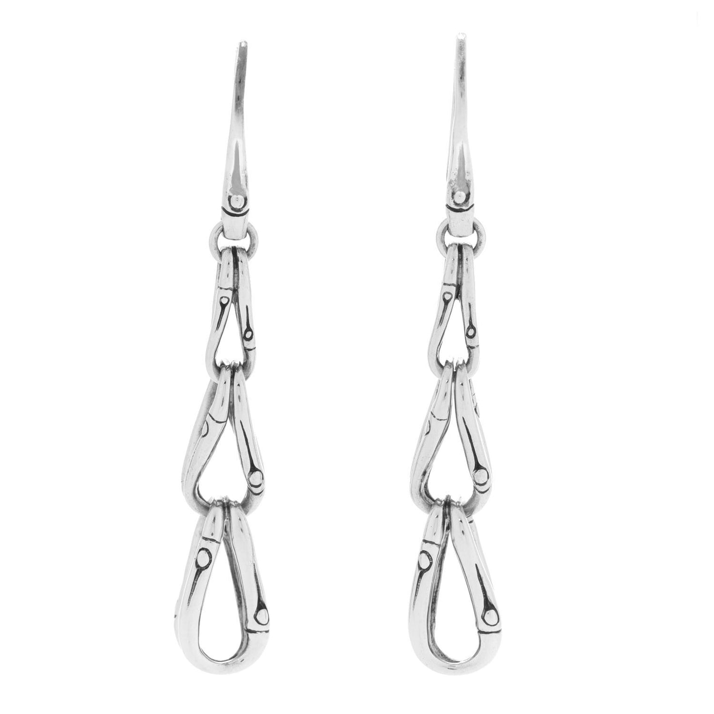 Sterling Silver Bamboo Linear Drop Earrings