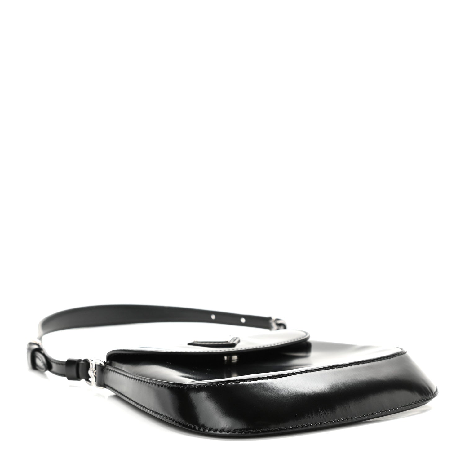 Prada Spazzolato Mini Cleo Flap Adjustable Strap Shoulder Bag Black 4 of 9
