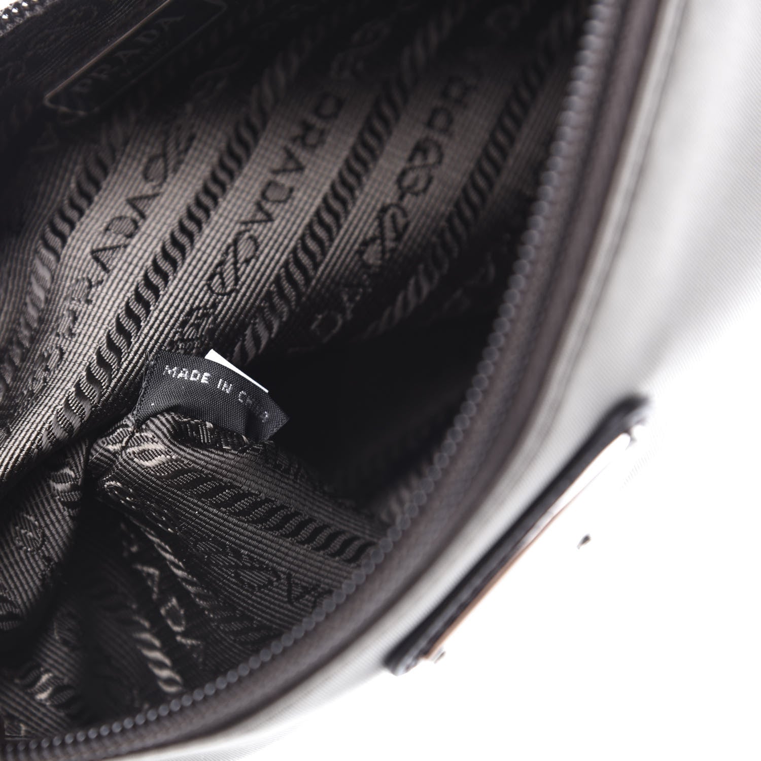 Prada Tessuto Nylon Saffiano Wristlet Grey 8 of 8
