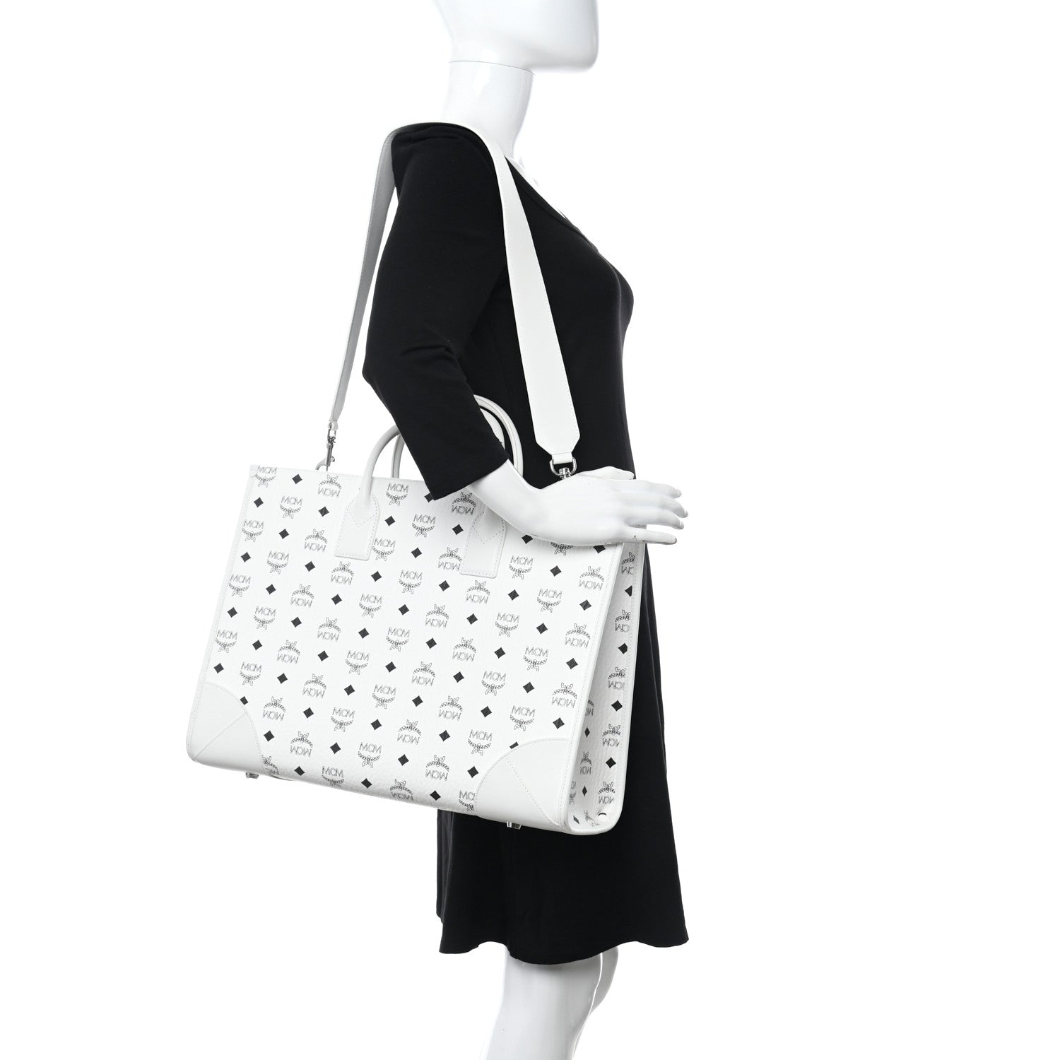 MCM Visetos Large Munchen Tote White 2 of 9
