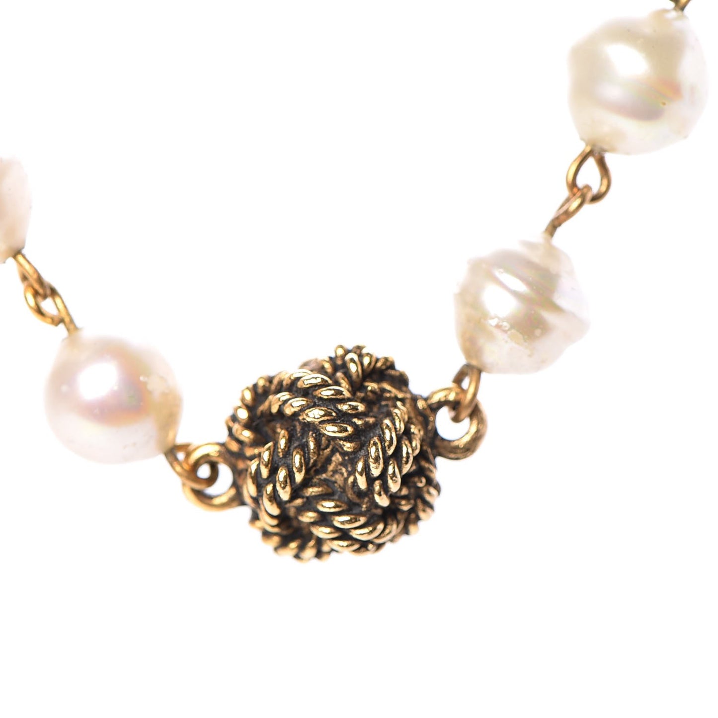 Pearl Knot Chain Necklace Gold