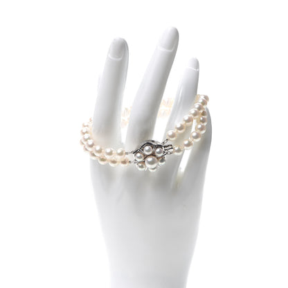 Mikimoto 14K White Gold Akoya Pearl 6-7mm Double Strand Bracelet 2 of 6