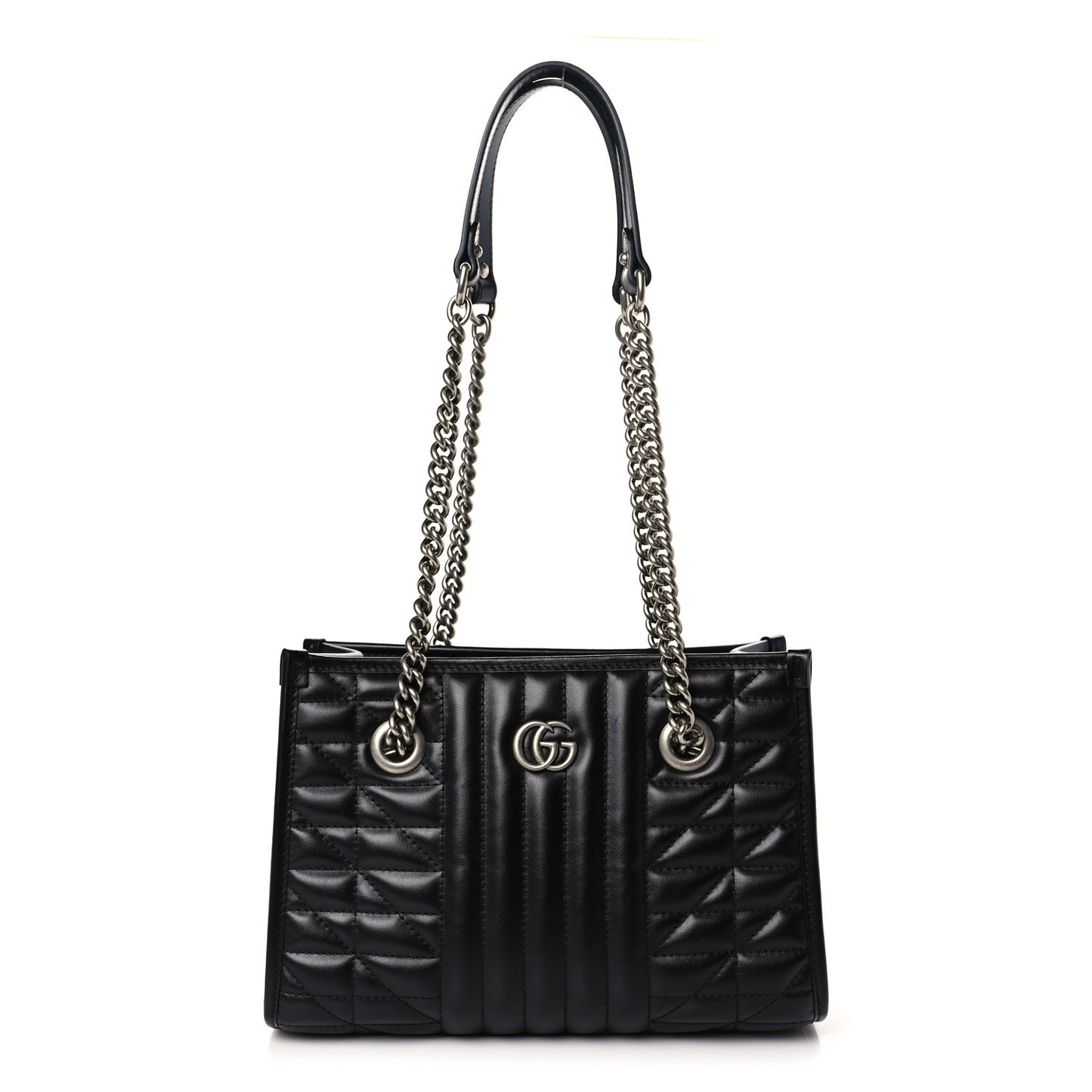 Calfskin Matelasse Aria Small GG Marmont Shoulder Tote Black