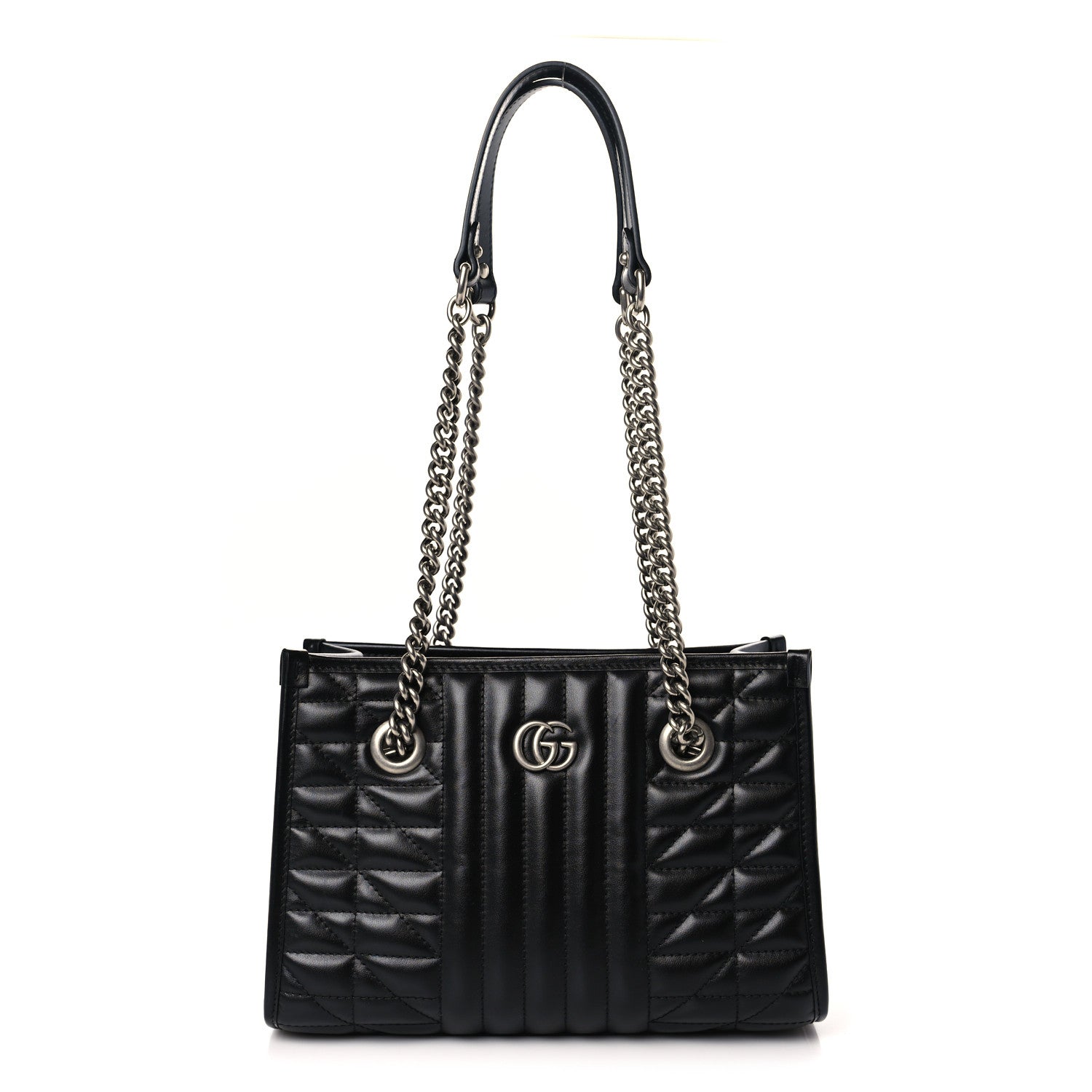 Gucci Calfskin Matelasse Aria Small GG Marmont Shoulder Tote Black 1 of 9