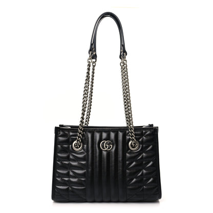 Gucci Calfskin Matelasse Aria Small GG Marmont Shoulder Tote Black 1 of 9