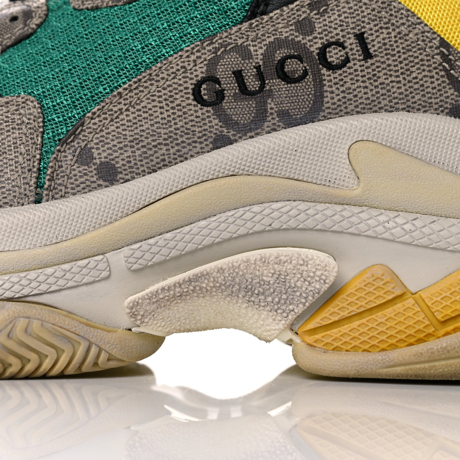 Balenciaga X GUCCI Maxi GG Supreme Monogram Womens Triple S Sneakers 39 Beige Ebony Black Green 7 of 12
