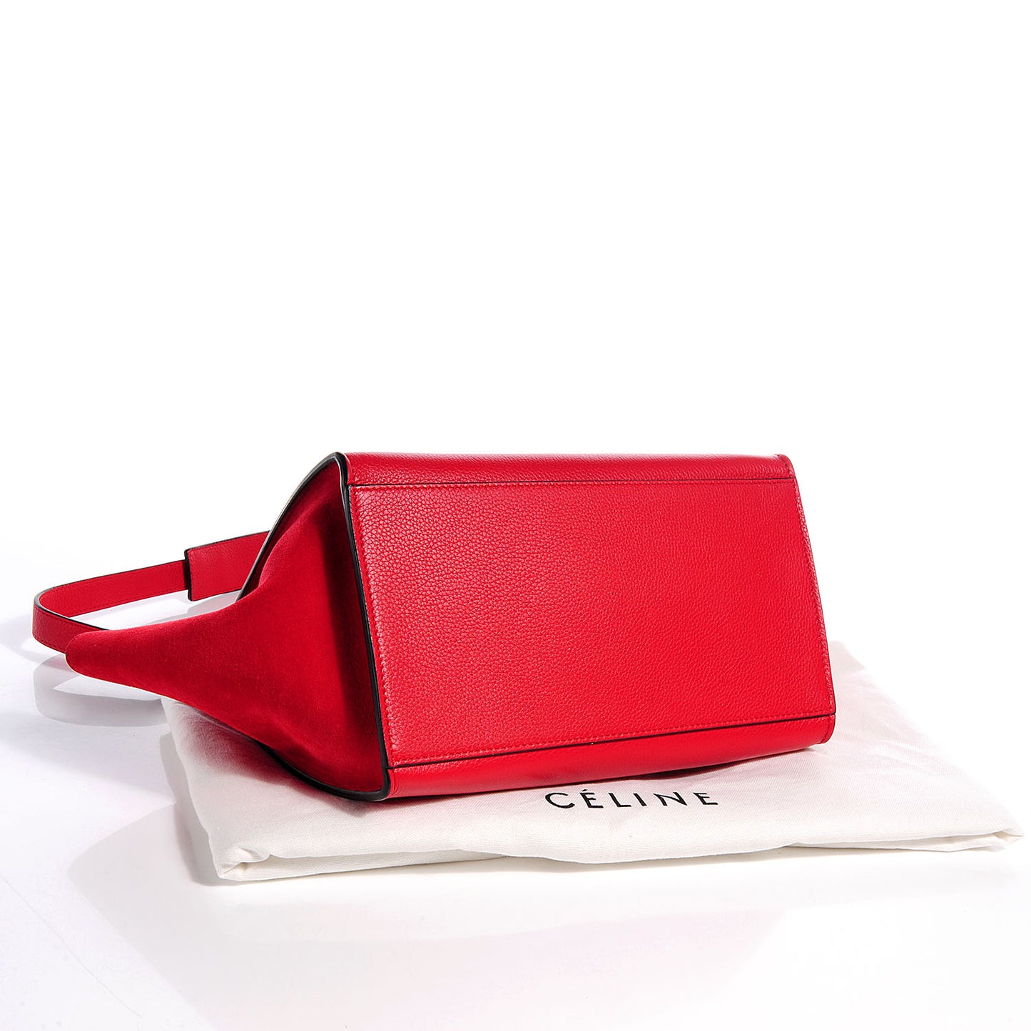 Drummed Leather Suede Small Trapeze Coquelicot