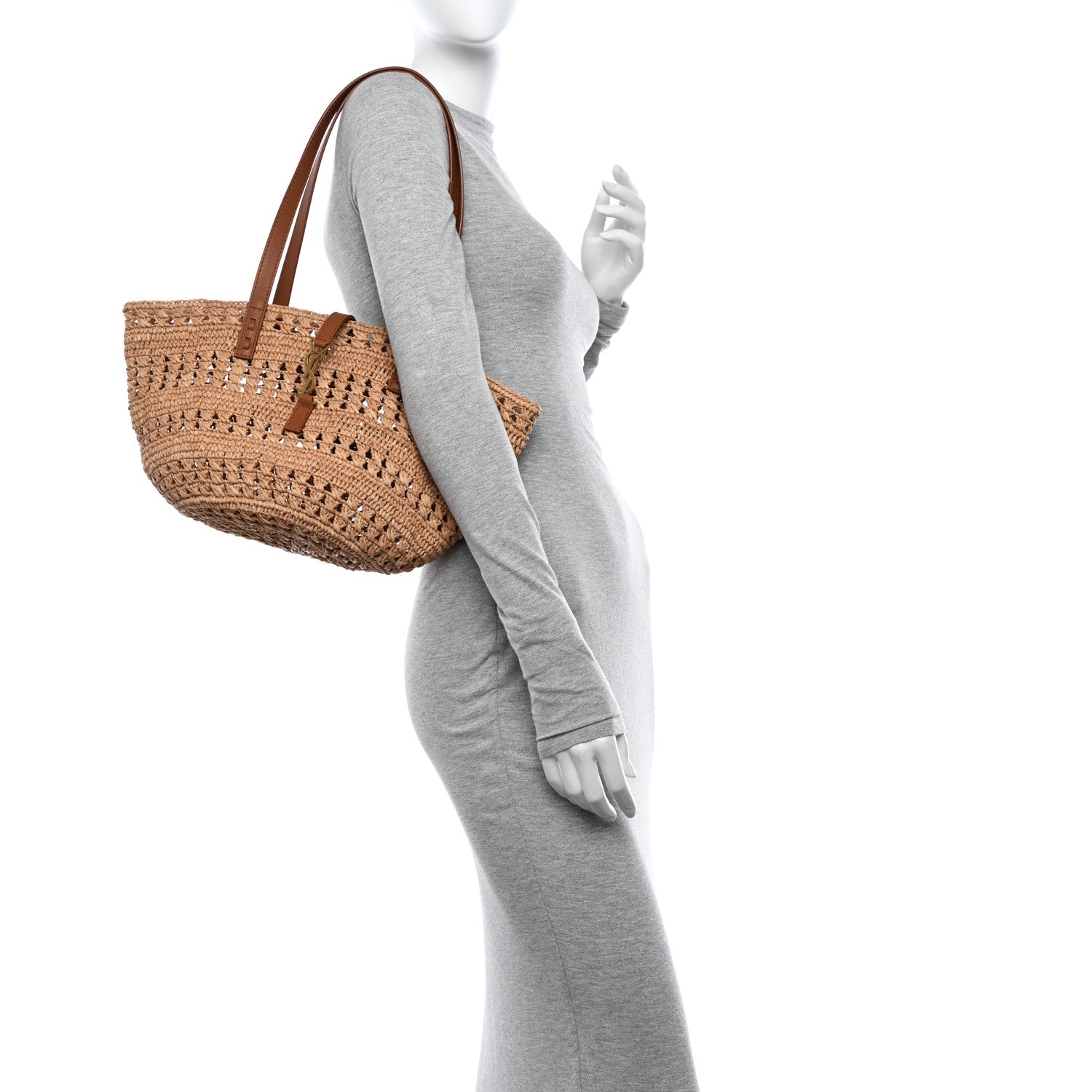Saint Laurent Raffia Calfskin Small Panier Tote Naturel 2 of 12