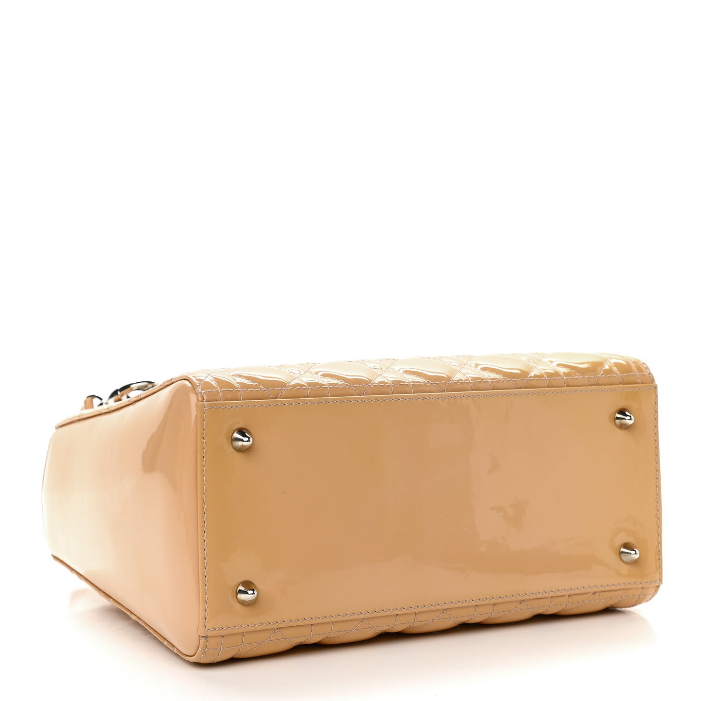 Patent Cannage Medium Lady Dior Beige