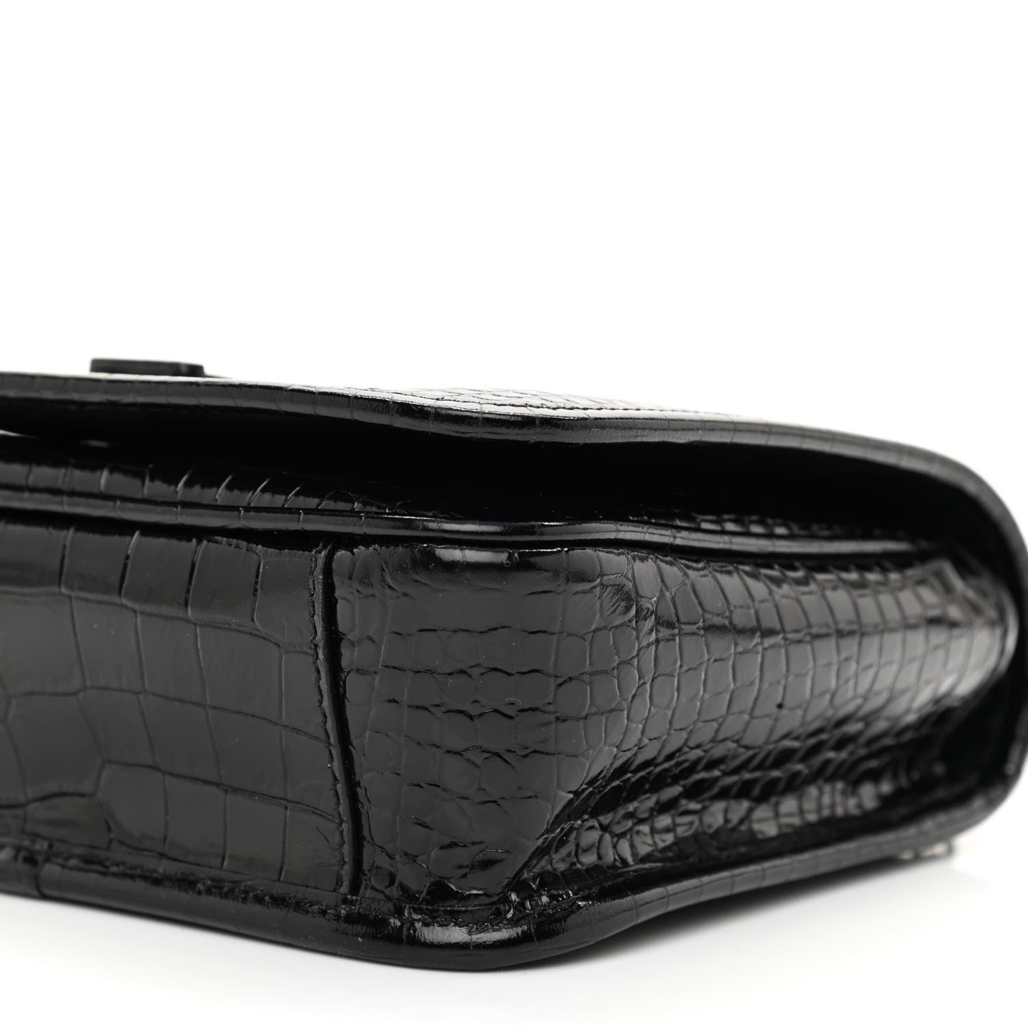 Saint Laurent Crocodile Embossed Lambskin Matelasse Monogram Niki Chain Wallet Black 8 of 8