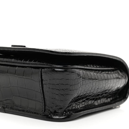 Saint Laurent Crocodile Embossed Lambskin Matelasse Monogram Niki Chain Wallet Black 8 of 8